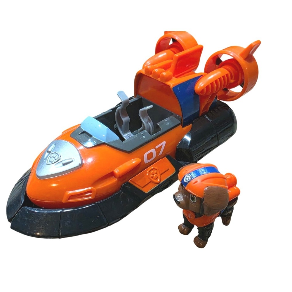 Paw Patrol Zuma Hovercraftโ Vehicle with Zuma Figure Orange Black Spin Master 07